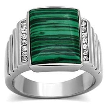 Green Malachite Stainless Steel Ring Fashion Jewelry 