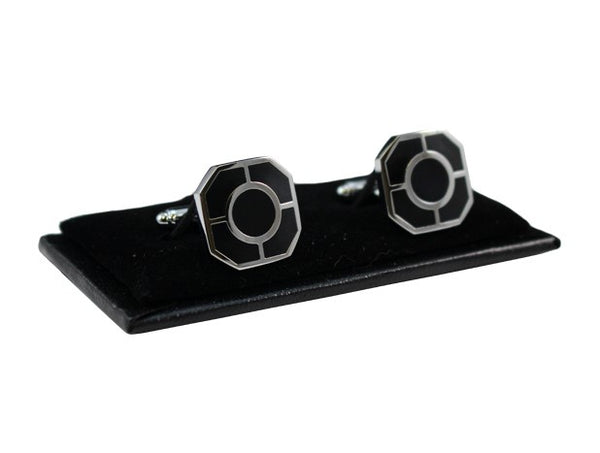 Silver and Black Octagonal Cufflinks Manzini New York 
