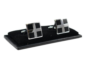 Silver and Black Square Blocks Boxed Cufflink Set Manzini New York 
