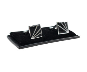 Silver and Black Square Boxed Cufflink Set Manzini New York 