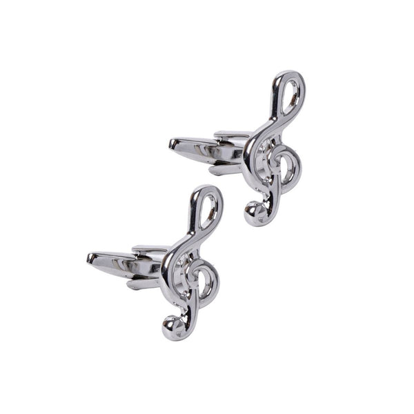 Silver Clef Note Novelty Cufflinks