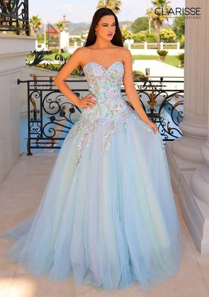 CLARISSE 810971 Pastel Multi Floral Drop Waist Ballgown Clarisse 
