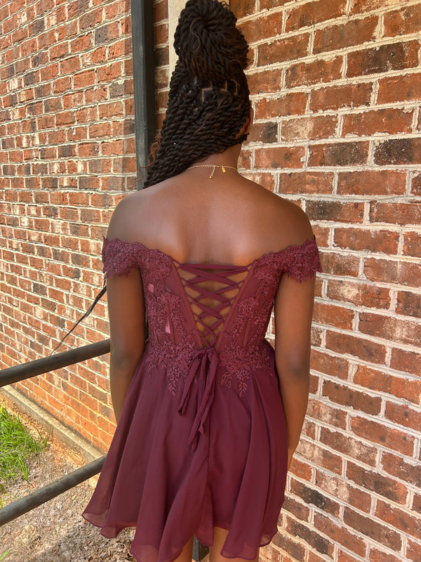 CLARISSE 30257 Off the Shoulder Chiffon Cocktail Dress