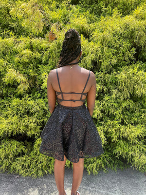 CLARISSE 30265 Black Sequin A-Line Cocktail Dress Clarisse Designs 