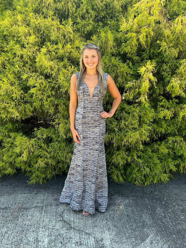 CLARISSE 3713 Black Silver Glitter Jersey Dress Clarisse 