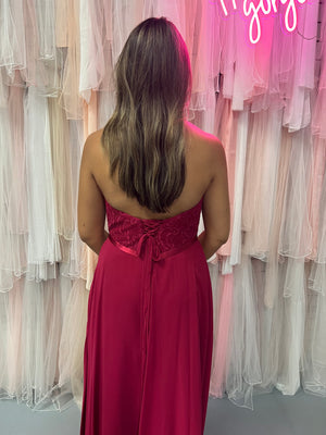 CLARISSE 7052 Wine Chiffon Lace Halter Dress Clarisse 