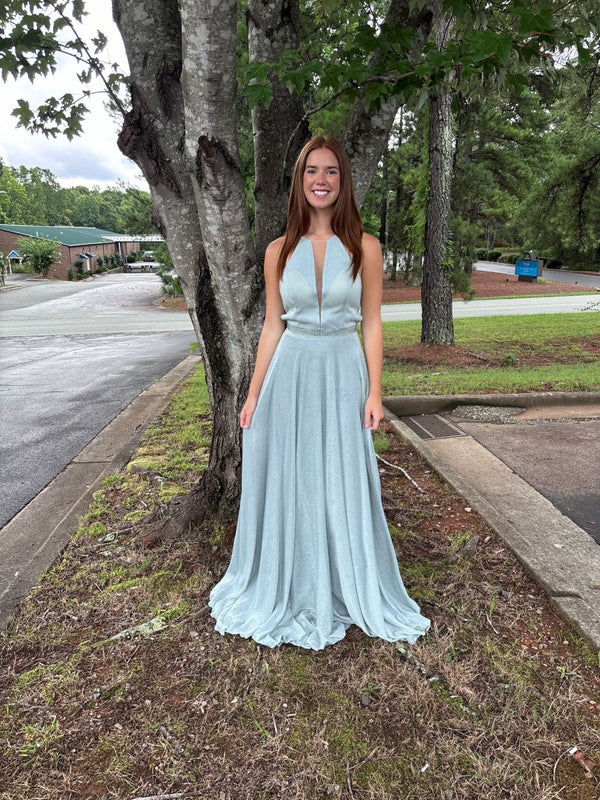 CLARISSE 8051 Aqua Shimmer A-Line Dress