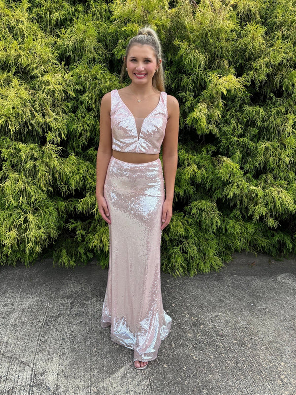 CLARISSE 8218 Pale Pink 2 Piece Sequin Dress Clarisse 