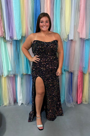 CLARISSE 810416 Black Multi Velvet Sequin Dress Clarisse 