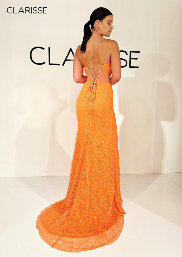 CLARISSE 810627 Neon Orange Sequin Sheath Dress Clarisse 