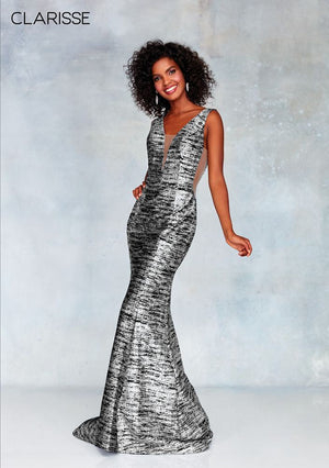 CLARISSE 3713 Black Silver Glitter Jersey Dress Clarisse 