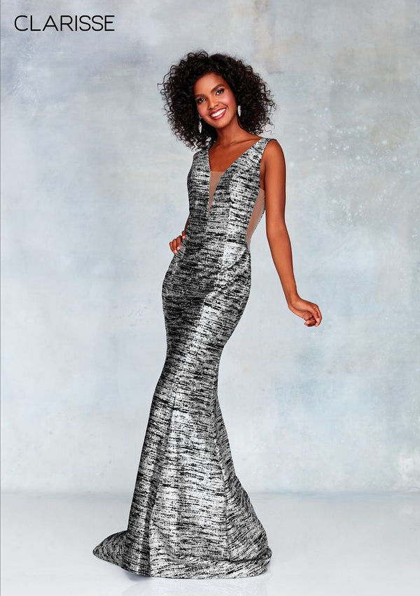 CLARISSE 3713 Black Silver Glitter Jersey Dress Clarisse 