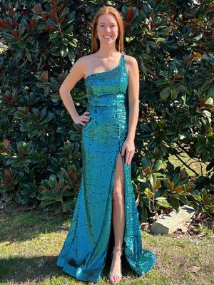 CLARISSE 810421 Peacock Teal Sequin Dress Clarisse 