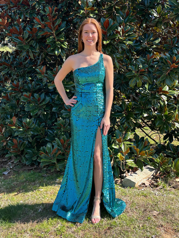 Clarisse style 810421 Peacock Teal Sequin Dress