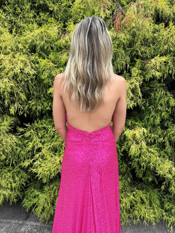 CLARISSE 810745 Sequin Halter Neck A-Line Dress Clarisse 