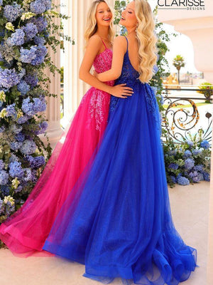 CLARISSE 810757 Fuchsia Tulle A-Line Dress Clarisse 