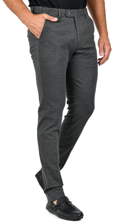 Barabas Lead Grey Slim Fit Stretch Dress Pant