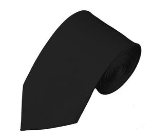 New Solid Black Non-Shiny Slim Self Tie Long Tie Manzini Neckwear 