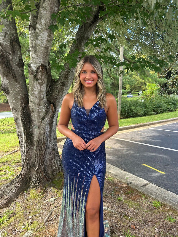 Candice Wang 72334 Navy Ombre Sequin Dress Candice Wang 