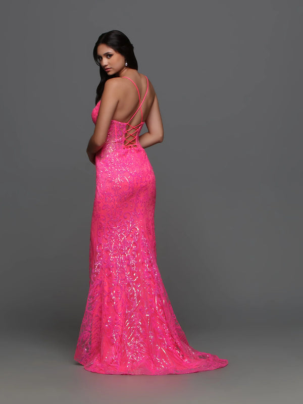 Candice Wang 72311 Hot Pink Sequin Dress Candice Wang 