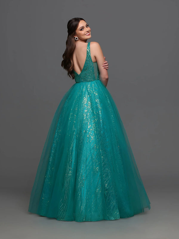 Candice Wang 72336 Teal Glitter Tulle Ballgown Candice Wang 