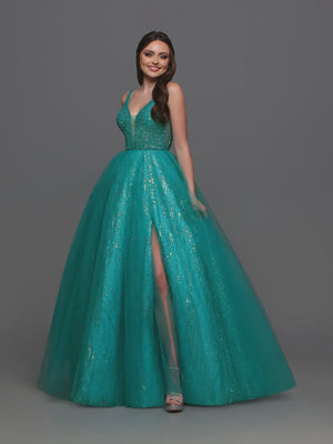 Candice Wang 72336 Teal Glitter Tulle Ballgown Candice Wang 