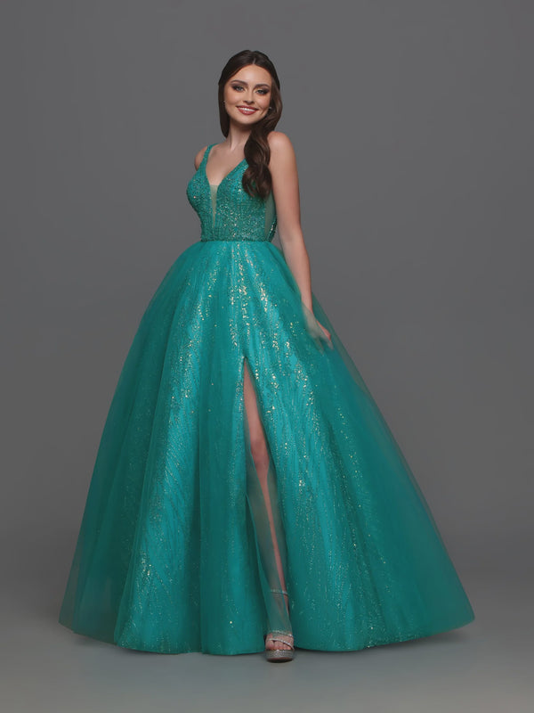 Candice Wang 72336 Teal Glitter Tulle Ballgown Candice Wang 