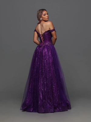 Candice Wang 72405 Purple Glitter Tulle A-Line Dress Candice Wang 