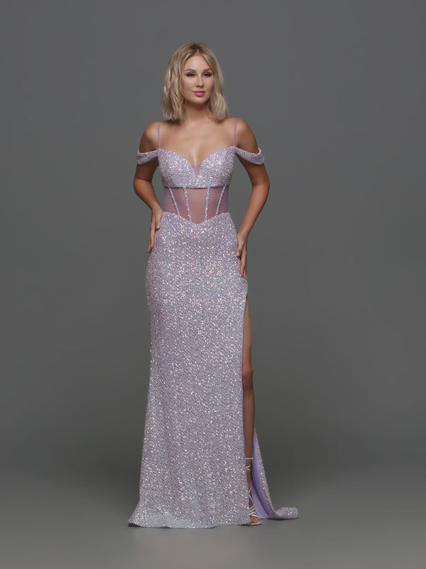 Candice Wang 72305 Lilac Sequin Illusion Dress Candice Wang 