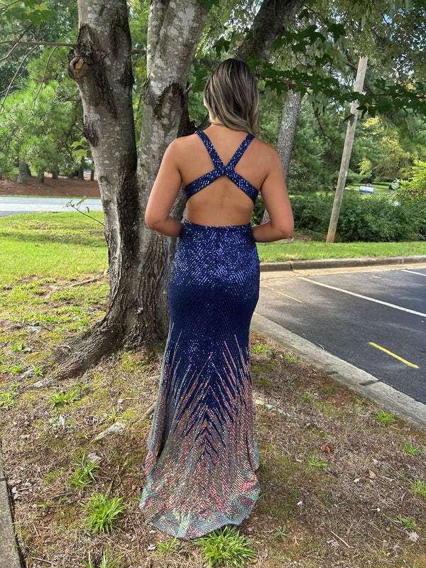 Candice Wang 72334 Navy Ombre Sequin Dress Candice Wang 