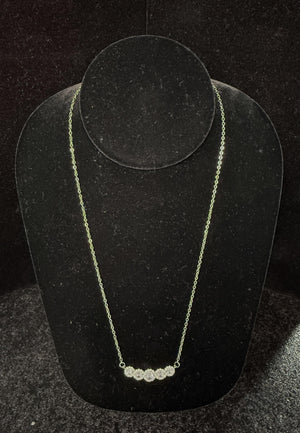 CZ Silver 5 Circle Pendant Necklace Cristal D'Or 