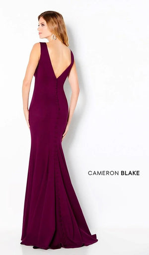 Cameron Blake 220635 Aubergine Modest Fit-n-Flare Dress Cameron Blake 