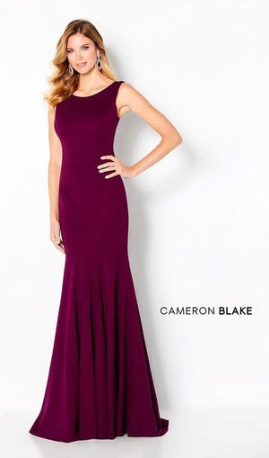Cameron Blake 220635 Aubergine Modest Fit-n-Flare Dress Cameron Blake 