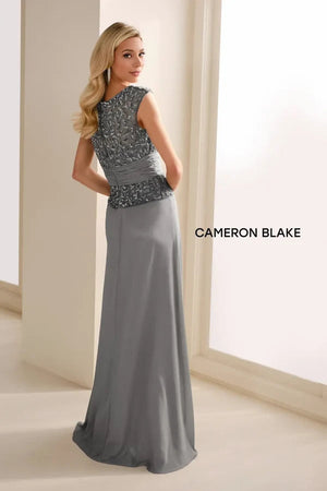 CAMERON BLAKE 114657 Royal Blue Mock Two Piece Evening Dress Cameron Blake 