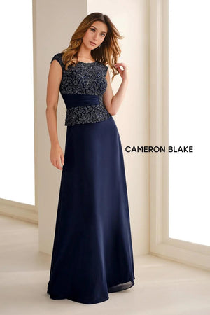 CAMERON BLAKE 114657 Royal Blue Mock Two Piece Evening Dress Cameron Blake 
