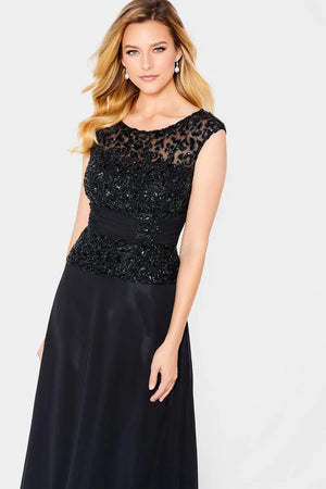 CAMERON BLAKE 114657 Royal Blue Mock Two Piece Evening Dress Cameron Blake 