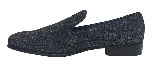 New Men's Charcoal Silver Sparkle Fashion Shoes
