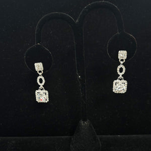Rhinestone Dainty Square Drop Earrings Cristal D'Or 