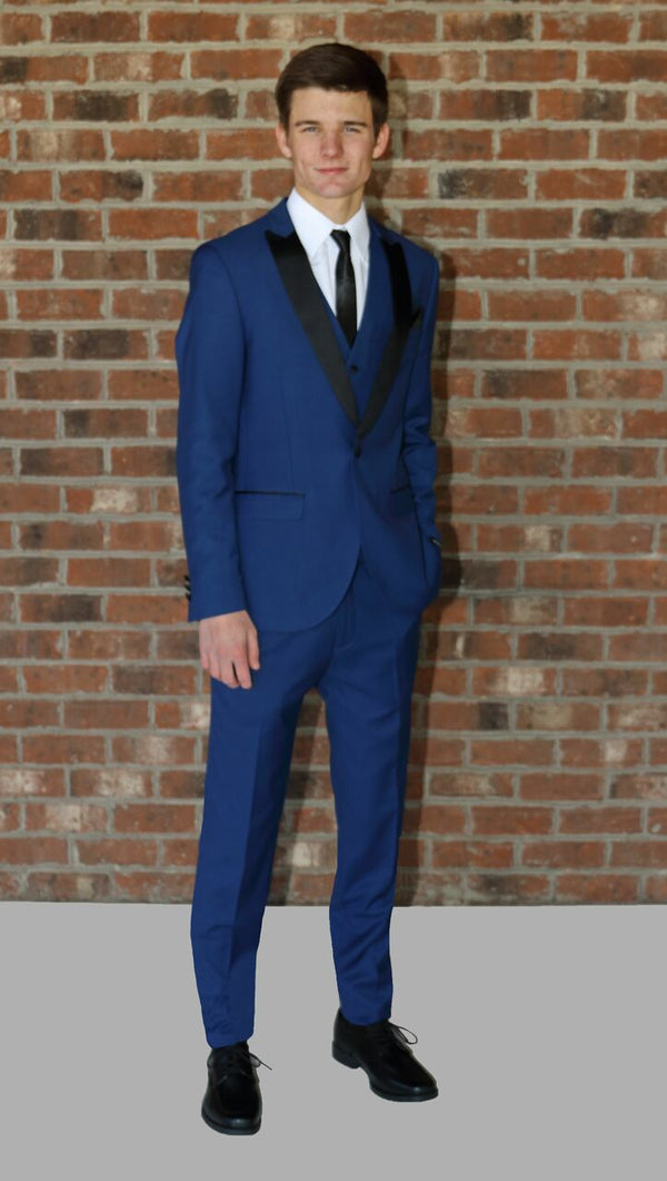 New West End Cobalt Blue 3 Piece Slim Fit Tuxedo