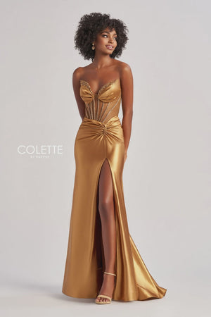 Colette CL8560 Bronze Corset Fitted Dress Colette 