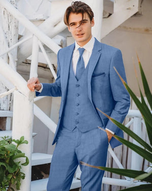Cornflower Blue Brunswick Slim Fit Suit by Allure Men Allure Men 