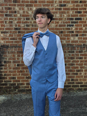 Cornflower Blue Brunswick Vest matches Suit by Allure Men 