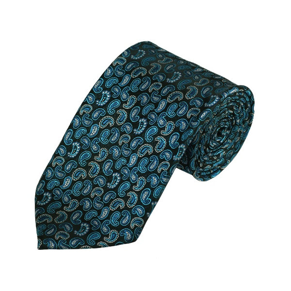 Turquoise, Oasis and Peacock Blue Paisley Woven Tie