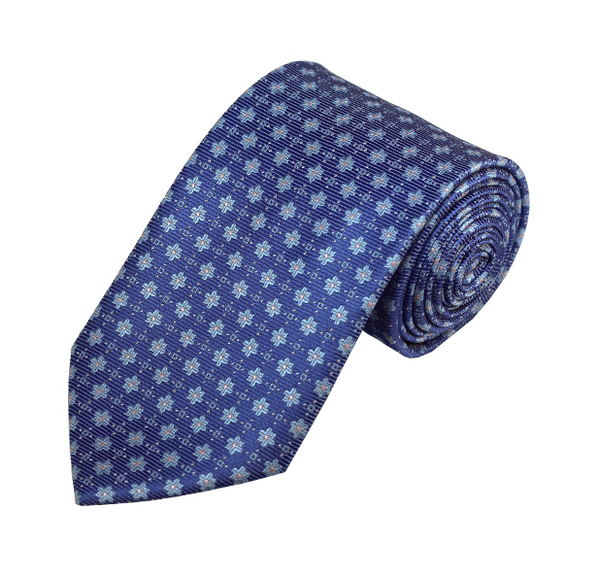 Sky Blue with Pink Dot and Steel Blue Floral Tie