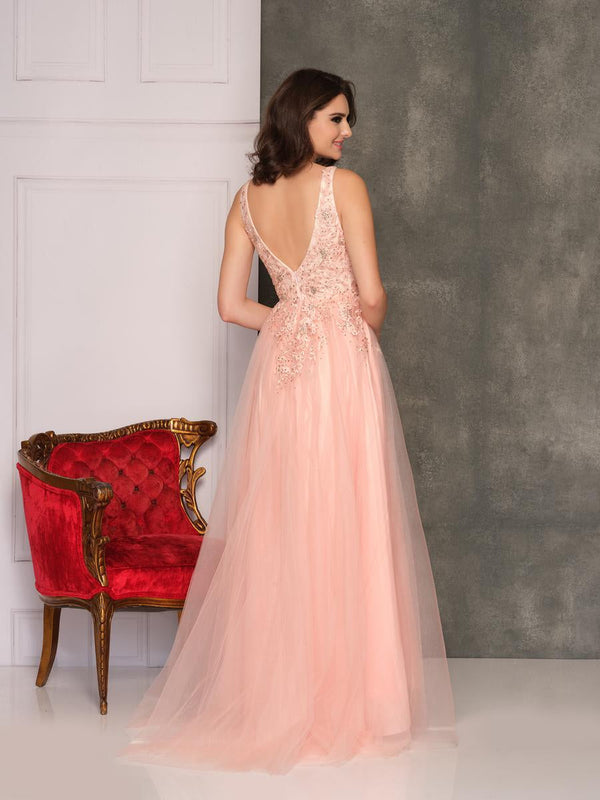 Dave & Johnny 10511 Blush Lace & Tulle A-Line Dress Dave & Johnny 
