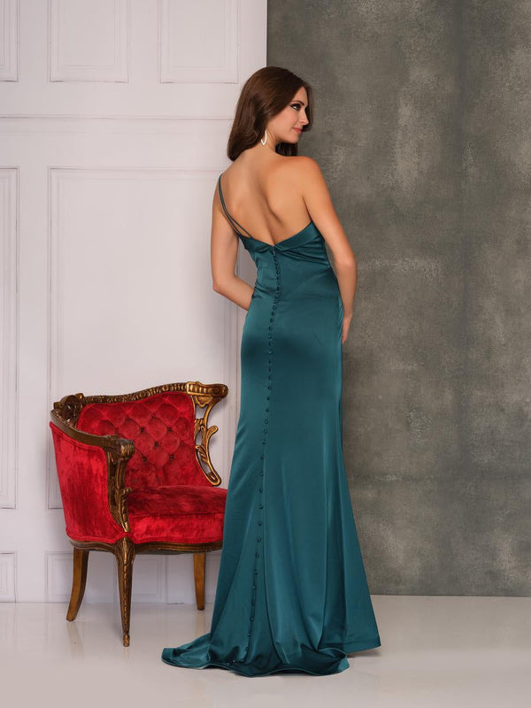 Dave & Johnny 10514 Teal Satin One Shoulder Dress Dave & Johnny 