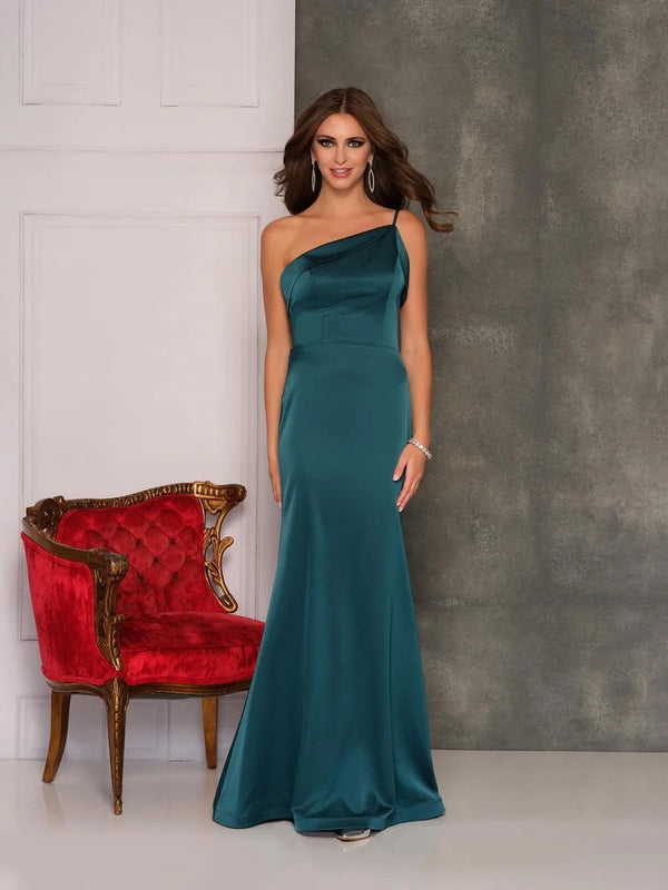 Dave & Johnny 10514 Teal Satin One Shoulder Dress