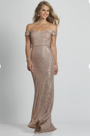 Dave & Johnny 8976 Rose Gold Sequin Dress