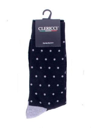 Men's Black & Grey Polka Dot Fancy Pattern Dress Socks SELININY 