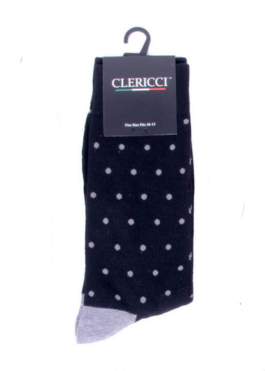 Men's Black & Grey Polka Dot Fancy Pattern Dress Socks